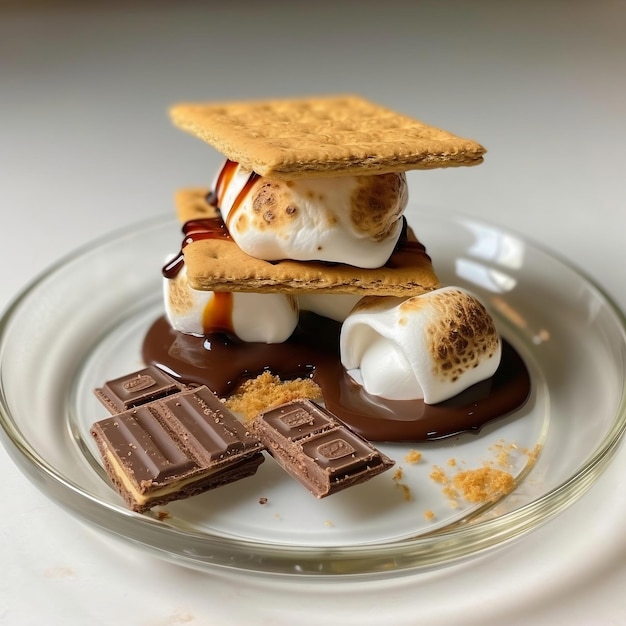 Gesmolten chocolade en marshmallow met Graham Cracker Generative AI