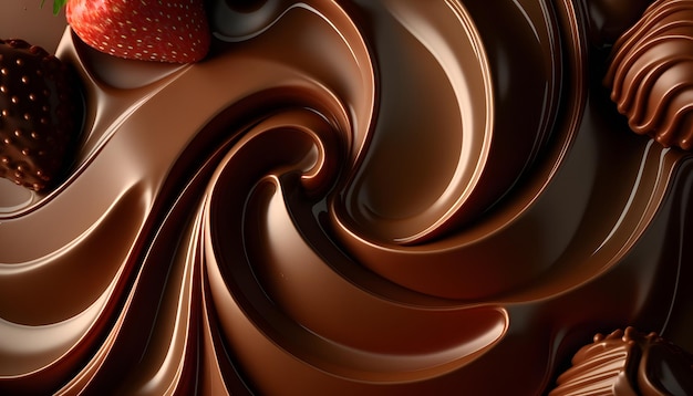 Gesmolten donkere chocolade vloeiende, zoete dessertachtergrond