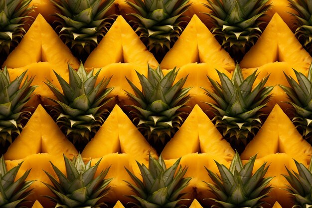 Foto gesneden ananas in een geometrisch patroon