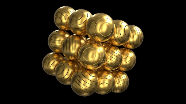 gesneden gouden bollen 3d render