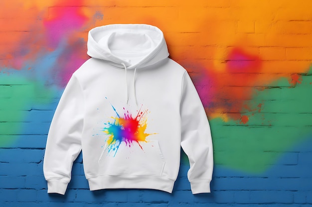 Gesneden Hoodie T-shirt met geborduurd logo Bold en Vibrant Col Clean Blank White Photoshoot Tee