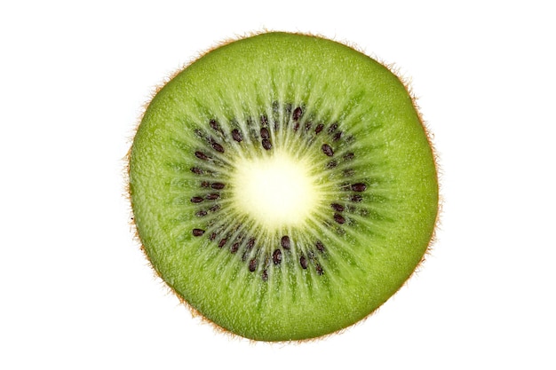 Gesneden kiwi Kiwi textuur of achtergrond Vers gesneden kiwi op een witte achtergrond