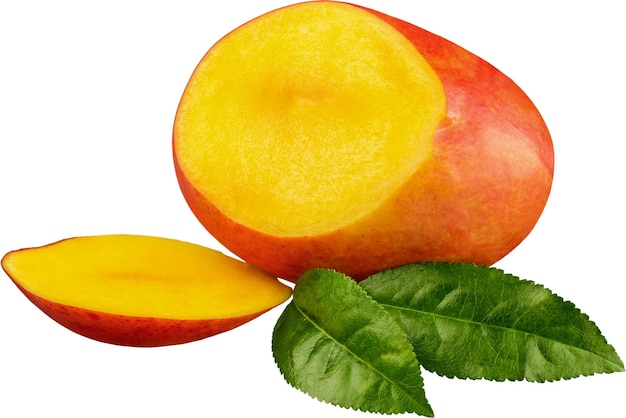 Gesneden mango en bladeren
