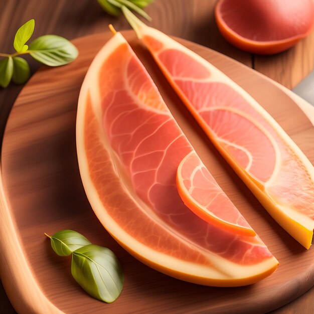 Gesneden prosciutto op een houten bord