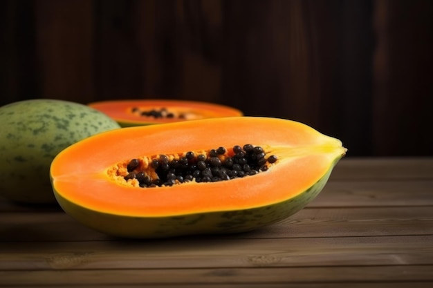 Gesneden rijpe papaya Genereer Ai