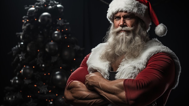 gespierde kerstman poseren in studio Hoge kwaliteit foto