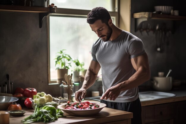 gespierde man die salade snijdt Generatieve AI