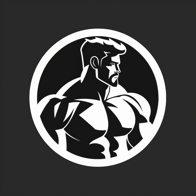 Gespierde zwart-wit bodybuilder vector pictogram