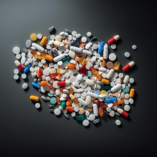 gestapelde pillen en capsules geneesmiddel generatief ai ontwerp
