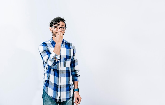 Gesticulation of eat in sign language man gesturing eat in sign\
language on isolated background deaf and dumb person showing eat in\
sign language nonverbal communication concept