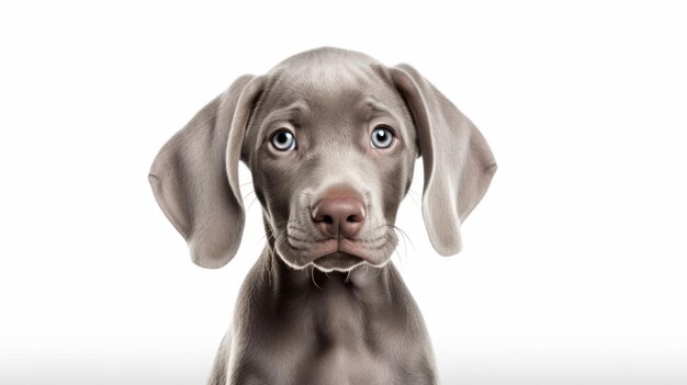 Gestileerd Weimaraner Puppy Portret met witte achtergrond