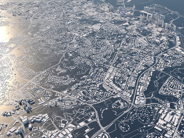 Gestileerde grafische stad Singapore 3D render