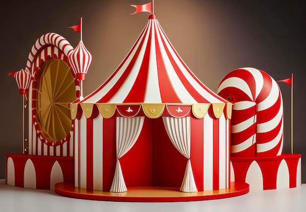 Gestileerde rood-witte circus- en carnavalstema-illustratie