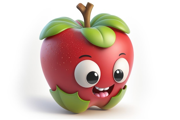 Foto gestileerde schattige appel karakter digitale 3d illustratie