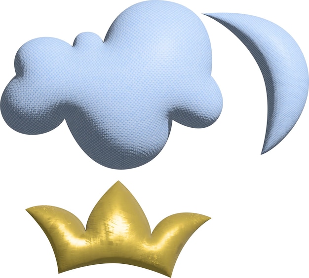 Foto gestileerde tekening van de maanwolken en gouden kroon vector clipart