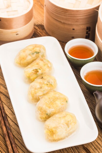 Gestoomde chinese crystal meat dumplings