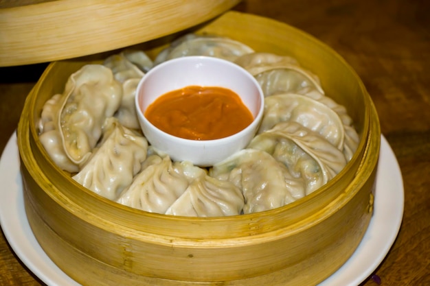 Gestoomde Tibetaanse Momo Dumplings in Nepalese stijl