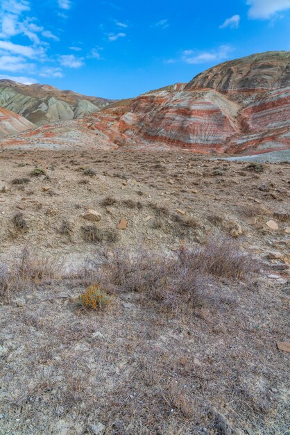 Gestreept rood bergenlandschap, schoonheid van de natuur