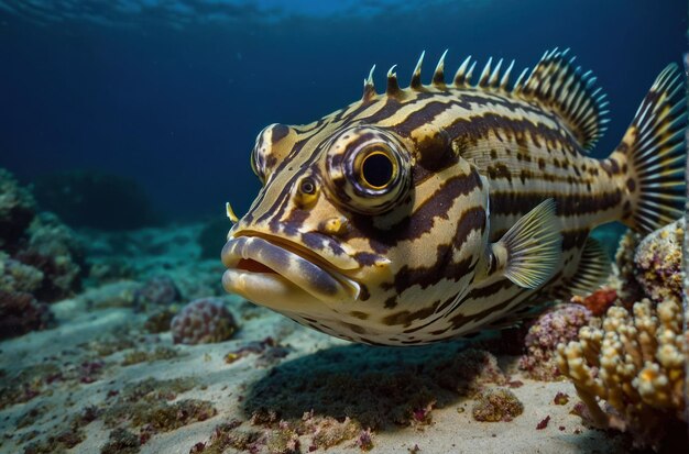 Gestreepte burrfish in de zee