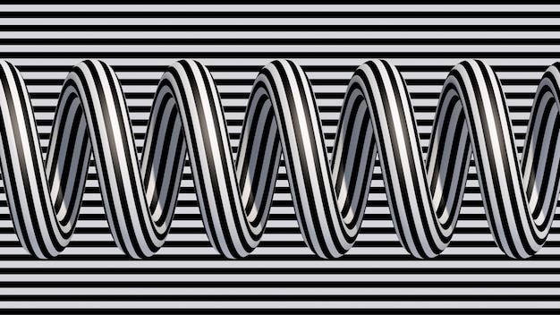 Gestreepte zwart-wit spiraal Abstracte illustratie 3d render