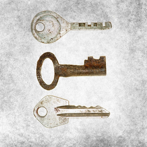 Gestructureerde oude achtergrond met oude sleutels
