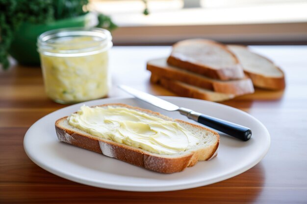 Gesuurd brood gesneden met boter