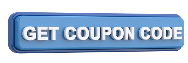 Get coupon code button 3D illustration