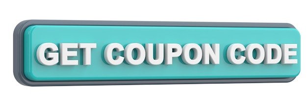 Get coupon code button 3D illustration