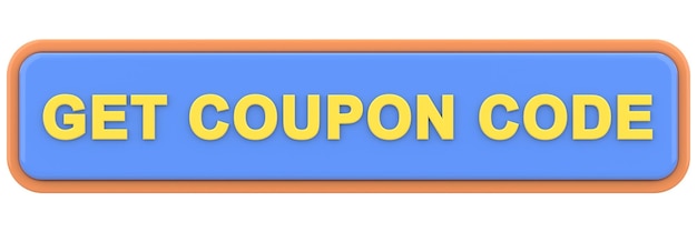 Get coupon code button 3D illustration