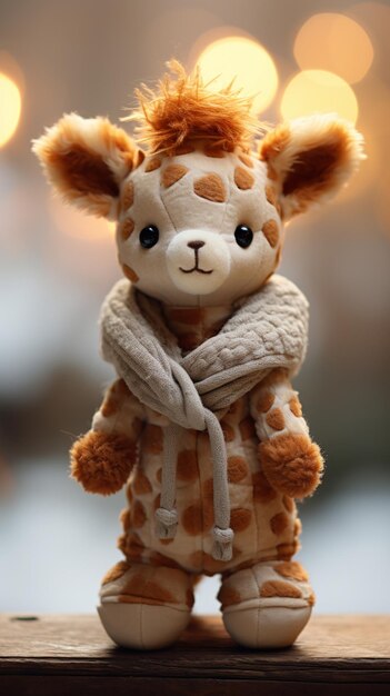 Get cozy with a cute and fuzzy giraffe plush Aigenerated