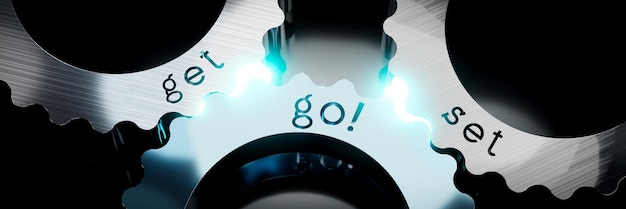 Get set go gears concept 3D illustratie