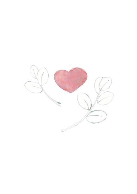 Getekend hart met bladeren - ik hou van jou - wenskaart