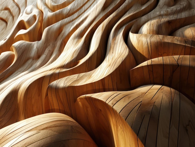 Getextureerde abstractie gebogen golven van bruine schoonheid op vintage hout