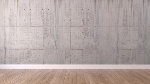Foto getextureerde betonnen wand met houten vloer 4k