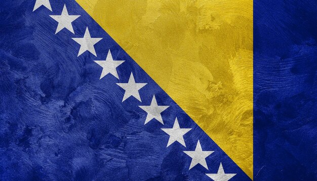 Getextureerde foto van de vlag van bosnië en herzegovina