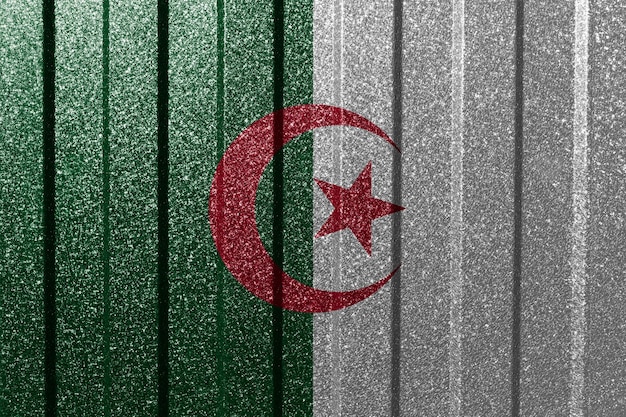 Getextureerde vlag van Algerije op metalen muur Kleurrijke natuurlijke abstracte geometrische achtergrond met lijnen