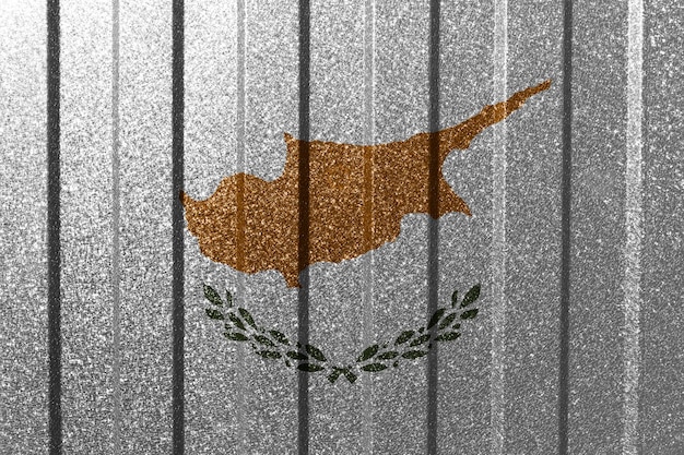 Getextureerde vlag van Cyprus op metalen muur Kleurrijke natuurlijke abstracte geometrische achtergrond met lijnen