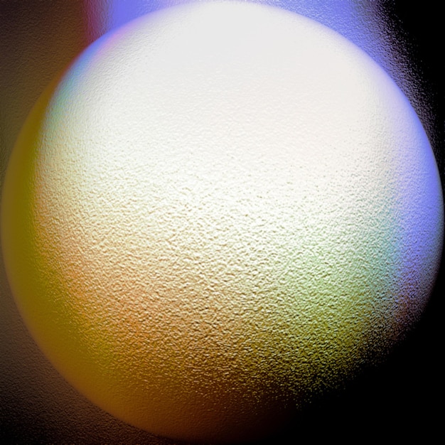 Foto getextureerde witte bol achtergrond verlicht door verticale gradiënt gekleurde lichtstraal