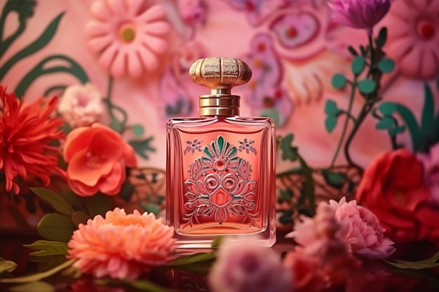 Geurende elegantie Mexicaans borduurwerk geïnspireerde parfums in een roze levendig palet