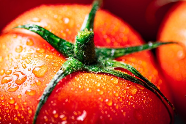 Foto geurige rijpe tomaten met druppels water