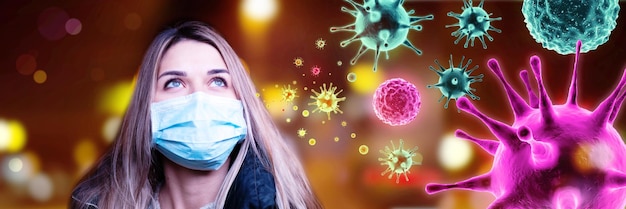 Gevaarlijk coronavirus pandemie risico concept 3D illustratie