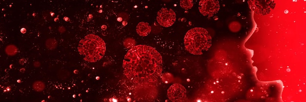 Gevaarlijk coronavirus SARS pandemie risico concept 3D illustratie