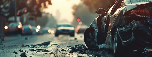 Foto gevaarlijk ongeluk op de snelweg op dag auto-ongeluk kopieer ruimte