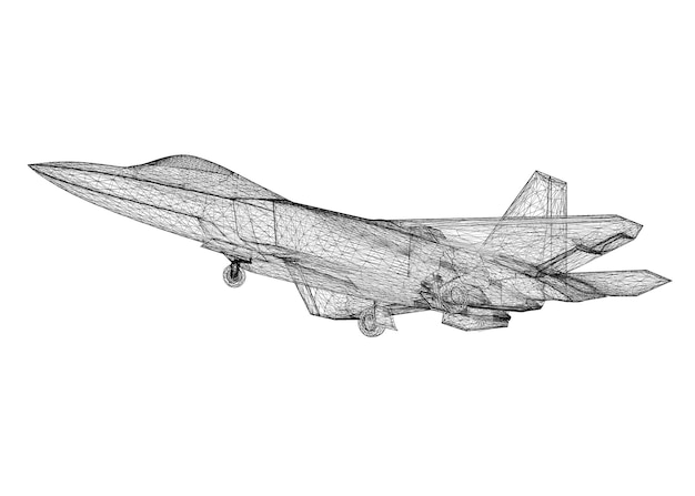 Foto gevechtsvliegtuigmodel, carrosseriestructuur, draadmodel