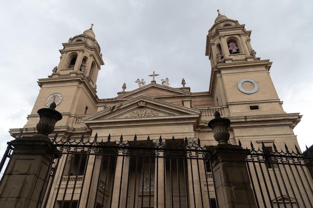 Gevel van de kathedraal van Pamplona Navarra Spanje