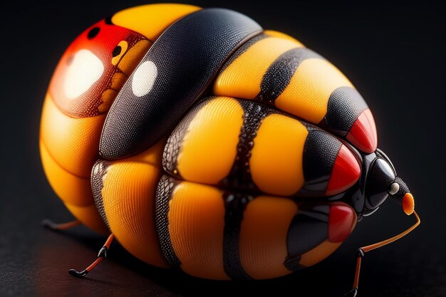 gevlekt lieveheersbeestje in het wild, felgekleurd, gelegen op struiken en gewassen cartoon anime-stijl