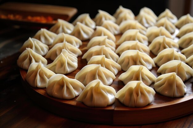 Gevouwen dim sum dumplings voor het koken