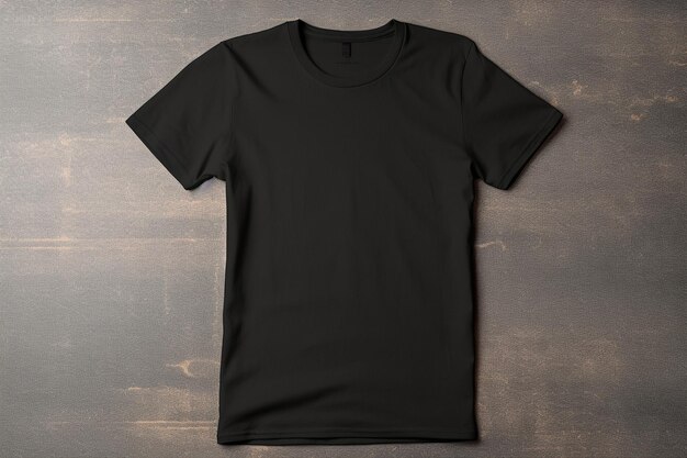 Gevouwen zwart t-shirt op minimalistisch achtergrondmodel voor branding t-shirt