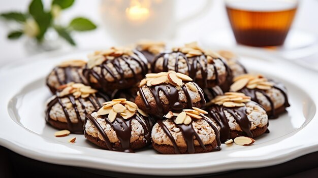 Foto gevulde amandel chocoladekoekjes zijn inbegrepen.