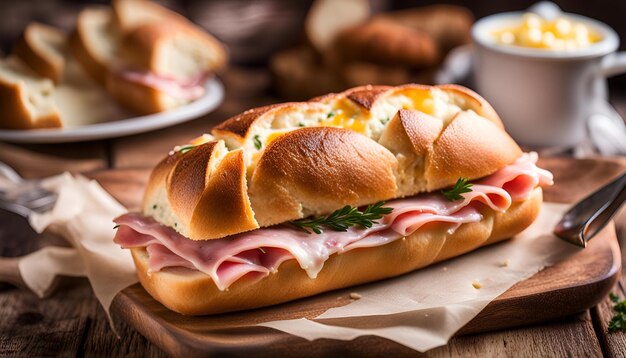 Gevulde brood met ham en kaas